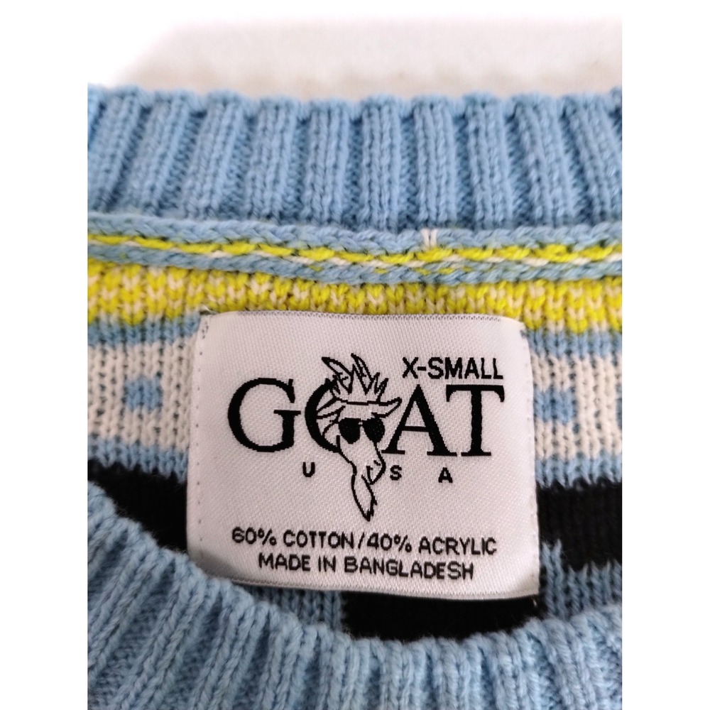 NWT GOAT USA Crewneck Sweater Blue XS Small Ski Ugly Winter - Picture 3 of 8